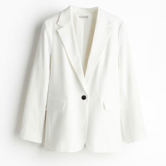 LINEN-BLEND BLAZER, WHITE, XXL - Picture 2 of 4